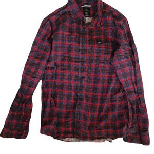 RVCA Red and Blue Button Up Plaid Shirt